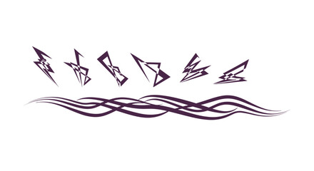 Poster - Stylized lightning bolt shapes above wavy lines creating an abstract design with simple geometric forms