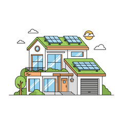 Poster - Clean and modern house with solar panels