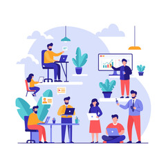 Poster - Group of professionals working in a modern office environment