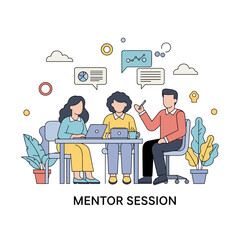 Poster - A business mentor session illustration