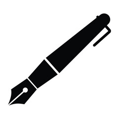 Poster - Fountain pen icon. Simple fountain pen nib glyph silhouette symbol logo graphic design. Black, minimalist icon isolated on white background. Vector illustration.