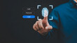 © arthub Tokyo - Fingerprint scanning for secure system access using biometric authentication, shows modern technology with a digital login process.