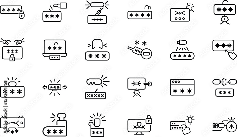 Cybersecurity Risks Symbol Cybersecurity Icons Collection Featuring Hacking, Malware, Phishing ...