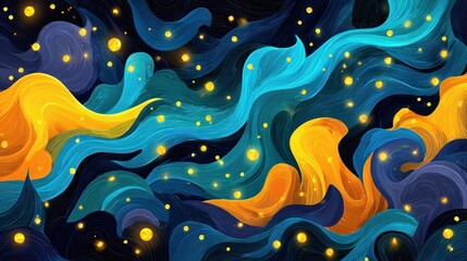 Poster - Abstract swirling cosmic landscape