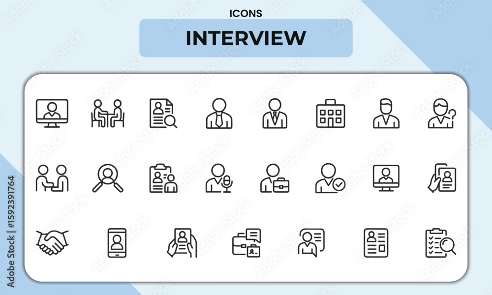 Interview Line Icons Pack – Unique Outline Symbols Representing Job ...