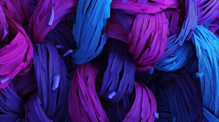 Poster - Abstract swirling ribbons in vibrant purple and blue