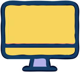 Aufkleber - Cartoon illustration of a computer monitor with a blank yellow screen.