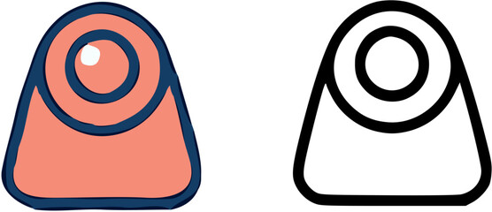 Leinwandbilder - Two abstract icons: one colored and one in black outline, both with circular and triangular shapes.
