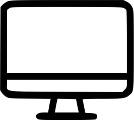 Aufkleber - Simple line drawing of a desktop computer monitor, blank screen.