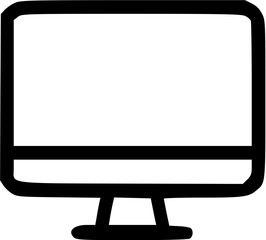 Aufkleber - Simple line drawing of a desktop computer monitor, blank screen.
