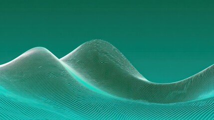 Poster - Abstract teal landscape with textured, undulating forms