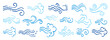 © Olga Che - Wind air line icon. Vector blow smoke, wave swirl illustration. Wind air flow. Fresh doodle line cartoon icon. Crayon sketch logo. Weather windy hand drawn bg. Speed blow wave. Simple cloud steam