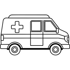 Poster - Minimalist continuous line drawing of an ambulance vehicle