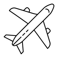 Poster - Simple line art airplane in flight icon for aviation and travel themes