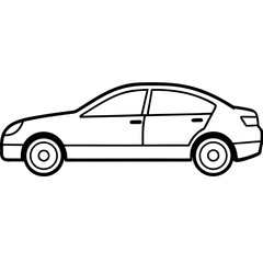 Fototapete - Minimalist single line drawing of a car viewed from the side