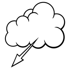 Fototapete - Simple cloud with a directional arrow clean single line illustration