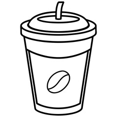 Fototapete - Simple line art illustration of a coffee cup with steam rising