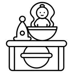 Fototapete - Minimalist single line drawing of a baby changing station for public restrooms