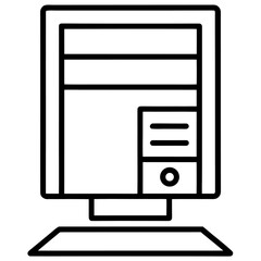 Fototapete - Minimalist computer tower icon in a single continuous line style