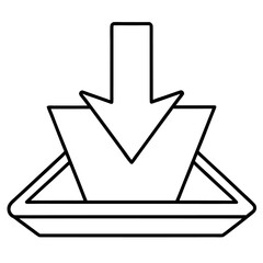 Fototapete - Simple line art arrow pointing into a storage tray for downloads or data transfer