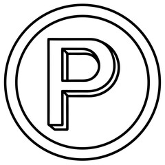 Fototapete - Minimalist continuous line art of a classic parking sign
