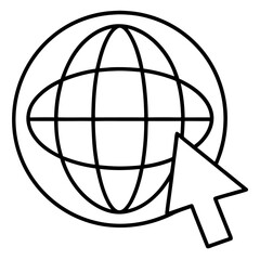 Fototapete - Minimalist globe and cursor icon in a single continuous line design