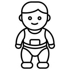 Fototapete - Simple single line drawing of a baby wearing a diaper clean and modern icon