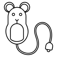 Fototapete - Minimalist computer mouse with a connecting cord presented as a single line icon