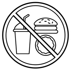 Poster - Prohibition sign for food and drink simple line art icon