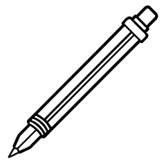 Poster - Simple line art illustration of a pen and paper on a white background
