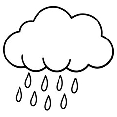 Fototapete - Minimalist single line art of a rain cloud with falling drops