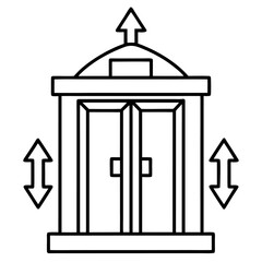 Fototapete - Minimalist single line art of an elevator with up and down arrows