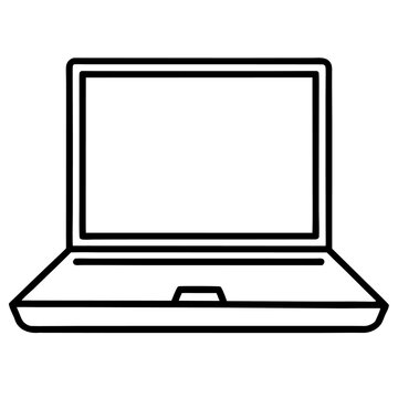 Minimalist single line drawing of a modern open laptop computer