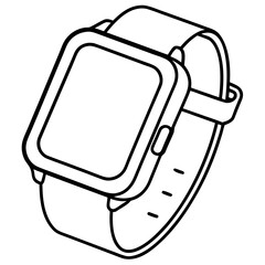 Fototapete - Minimalist smartwatch design in a single continuous line art style