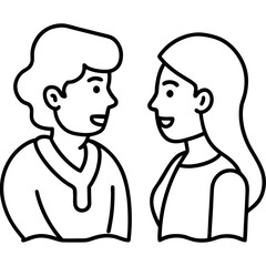 Fototapete - Minimalist one line drawing of two people engaged in conversation