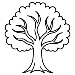 Fototapete - Minimalist single line tree icon representing nature and growth