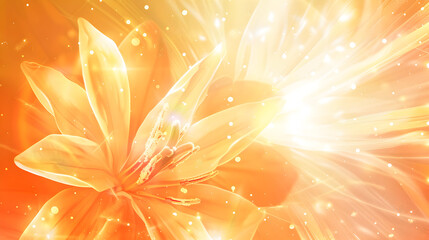Poster - Abstract floral design with glowing light effect and warm orange hues