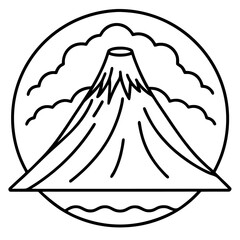Fototapete - Simple continuous line drawing of a volcano erupting with smoke