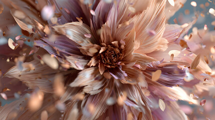 Poster - Abstract floral explosion with soft pastel hues creating a dreamy atmosphere
