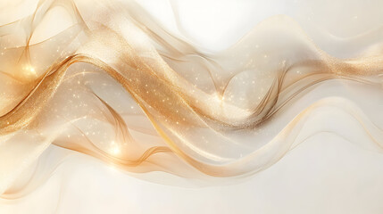 Aufkleber - Elegant golden waves and shimmering particles create a luxurious abstract background