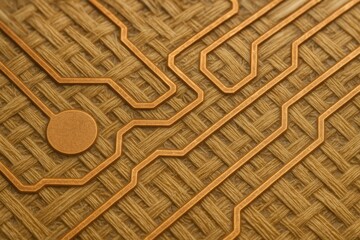 Poster - Intricate Copper Circuit Design on Textured Background Suitable for Technology and Innovation Concepts