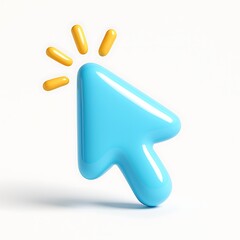 Poster - Bright blue 3d cursor icon with clicking animation
