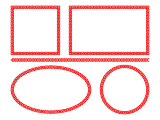 Wall Mural - Collection of red oriental seamless pattern frames for graphic design elements