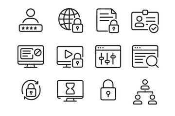 Poster - Security icons on digital screen representing privacy and data protection