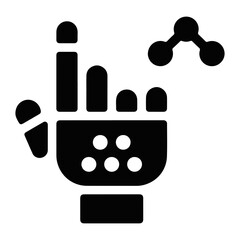 Fototapete - Vector Illustration of a robotic hand with raised index finger and a molecule structure beside it shown