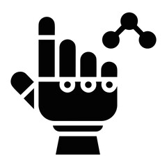 Aufkleber - Vector Illustration of a robotic hand with raised index finger interacting with a molecule structure