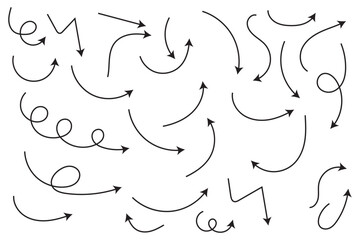 Poster - Hand drawn arrow set. Thin arrows set for business plan. vector illustration