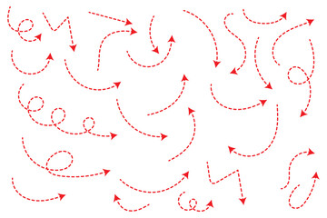 Poster - Hand drawn arrows icon set. Sketch curved arrows design. Arrow handmade. Doodle arrows of varios shapes and directions. Pointer and cursor icons.