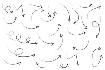 Poster - Hand drawn arrow set. Thin arrows set for business plan. vector illustration