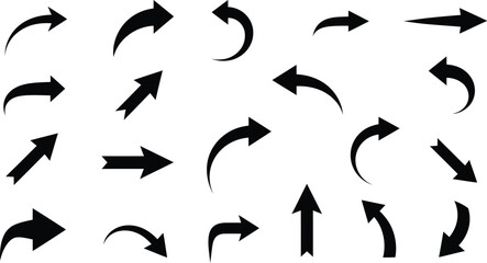 Poster - Collection of vector arrow icons: a diverse set of black arrows pointing in various directions, perfect for web design elements and business illustrations
